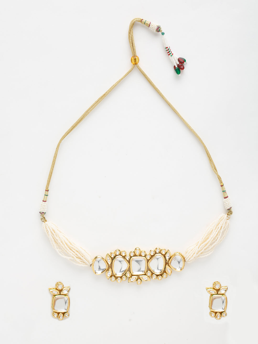 Kundan Choker With Earrings - Ruby Raang | Swadesiicart