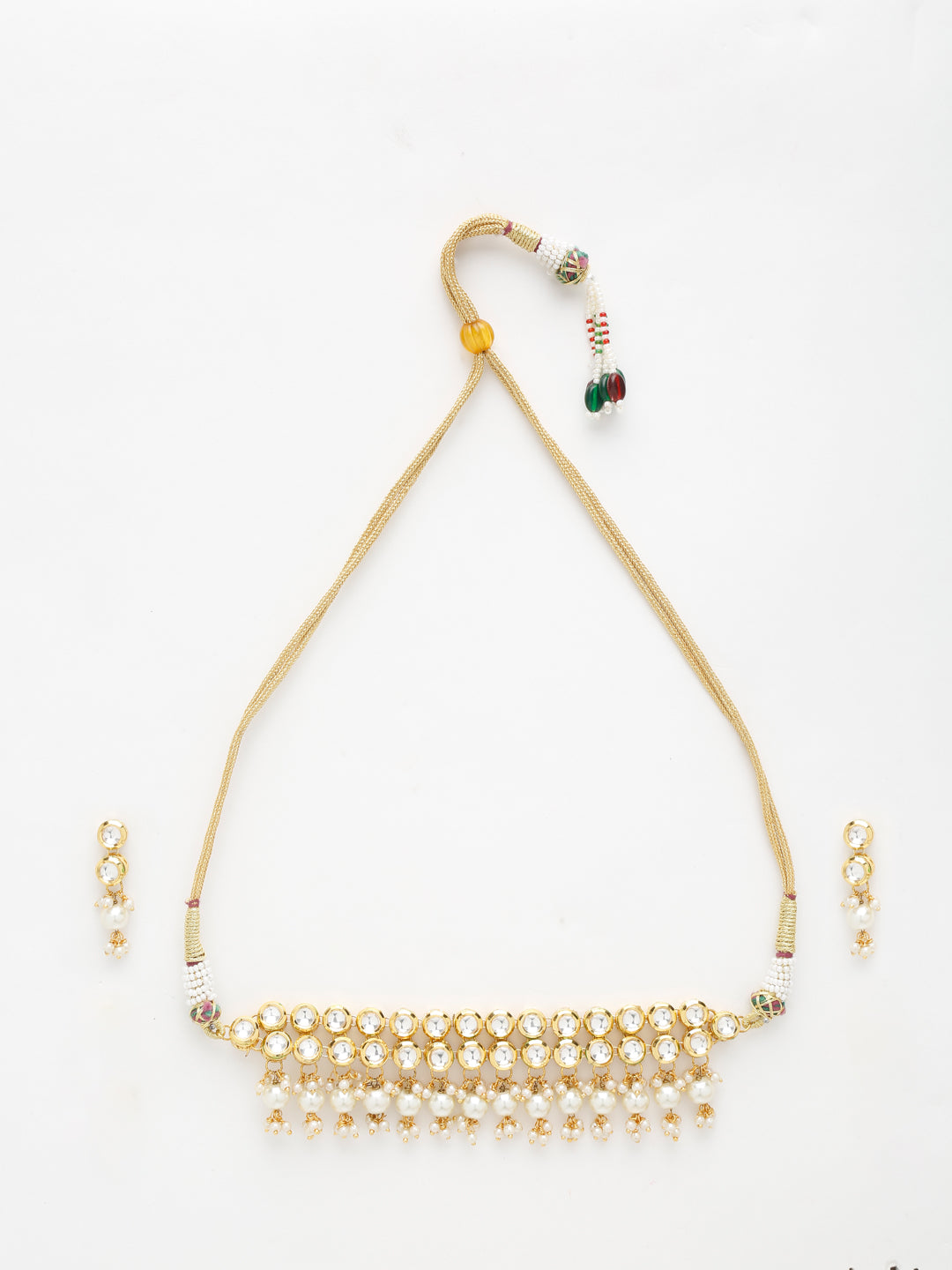 Kundan Choker With Earrings - Ruby Raang | Swadesiicart