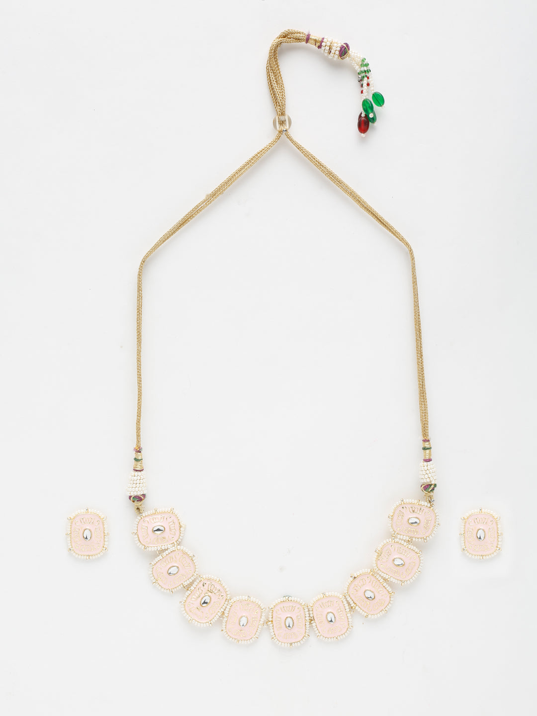 Kundan Choker With Pearls, Earrings & Maang Tikka - Ruby Raang | Swadesiicart