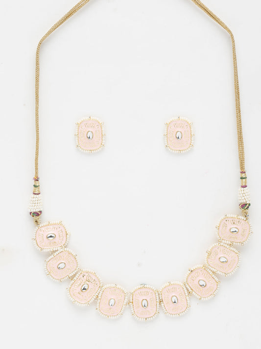 Kundan Choker With Pearls, Earrings & Maang Tikka - Ruby Raang | Swadesiicart