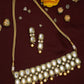 White Gold Toned Meenakari Kundan Choker With Earrings - Ruby Raang | Swadesiicart