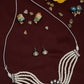 Silver-Plated Kundan Pearl Choker With Studs - Ruby Raang | Swadesiicart