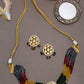 Multicoloured Kundan-Studded Beaded Choker Jewellery Set - Ruby Raang | Swadesiicart