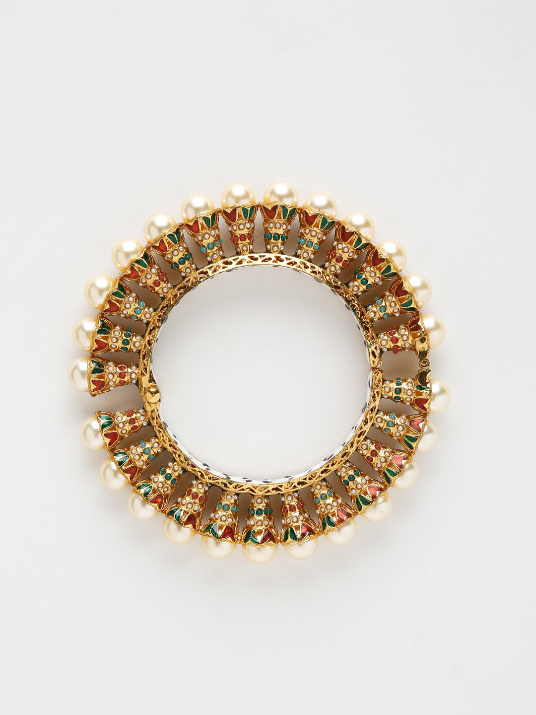 Multi Embellished Bangle Set Of 2 - Ruby Raang - Swadesiicart