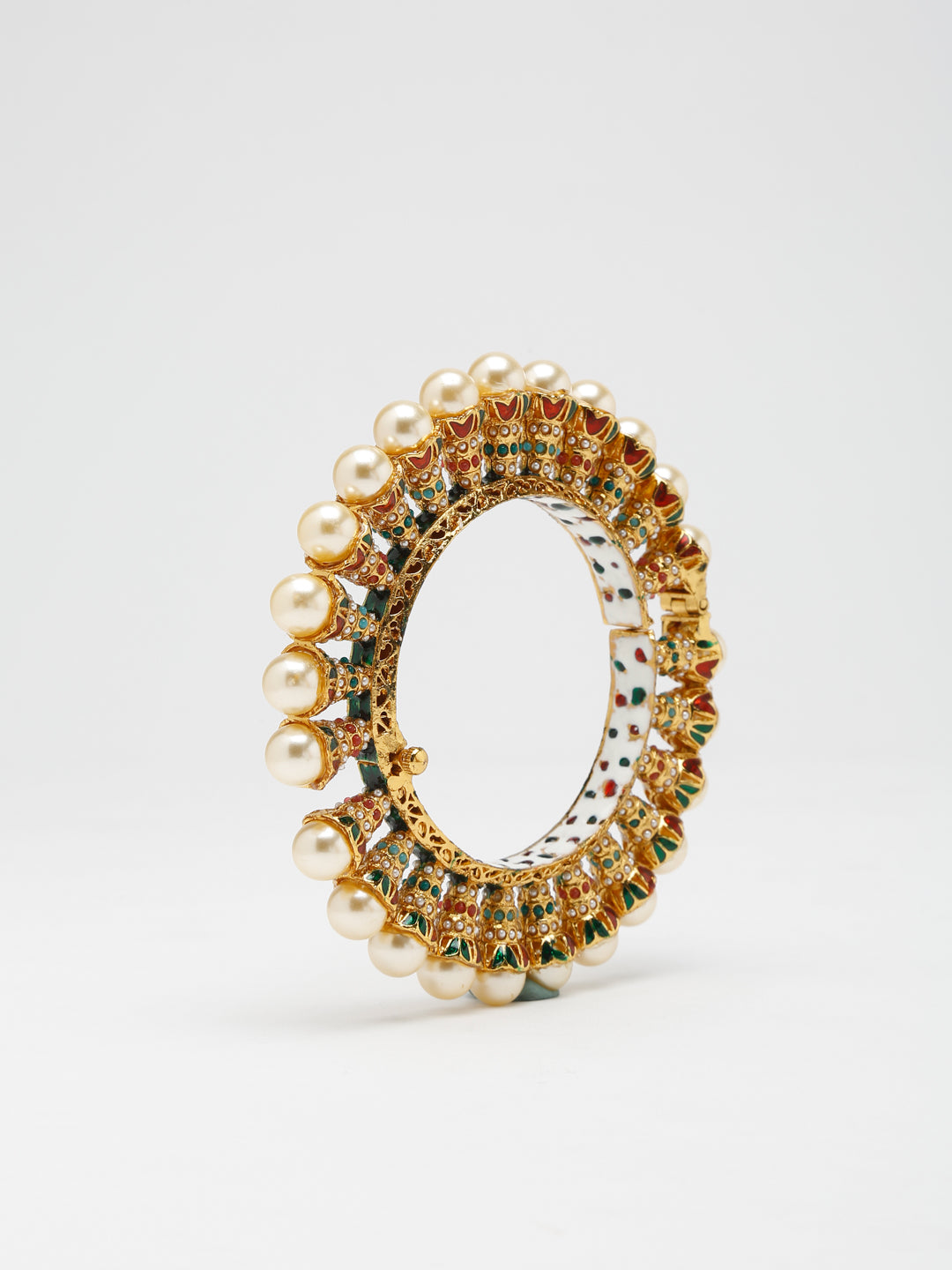Multi Embellished Bangle Set Of 2 - Ruby Raang - Swadesiicart