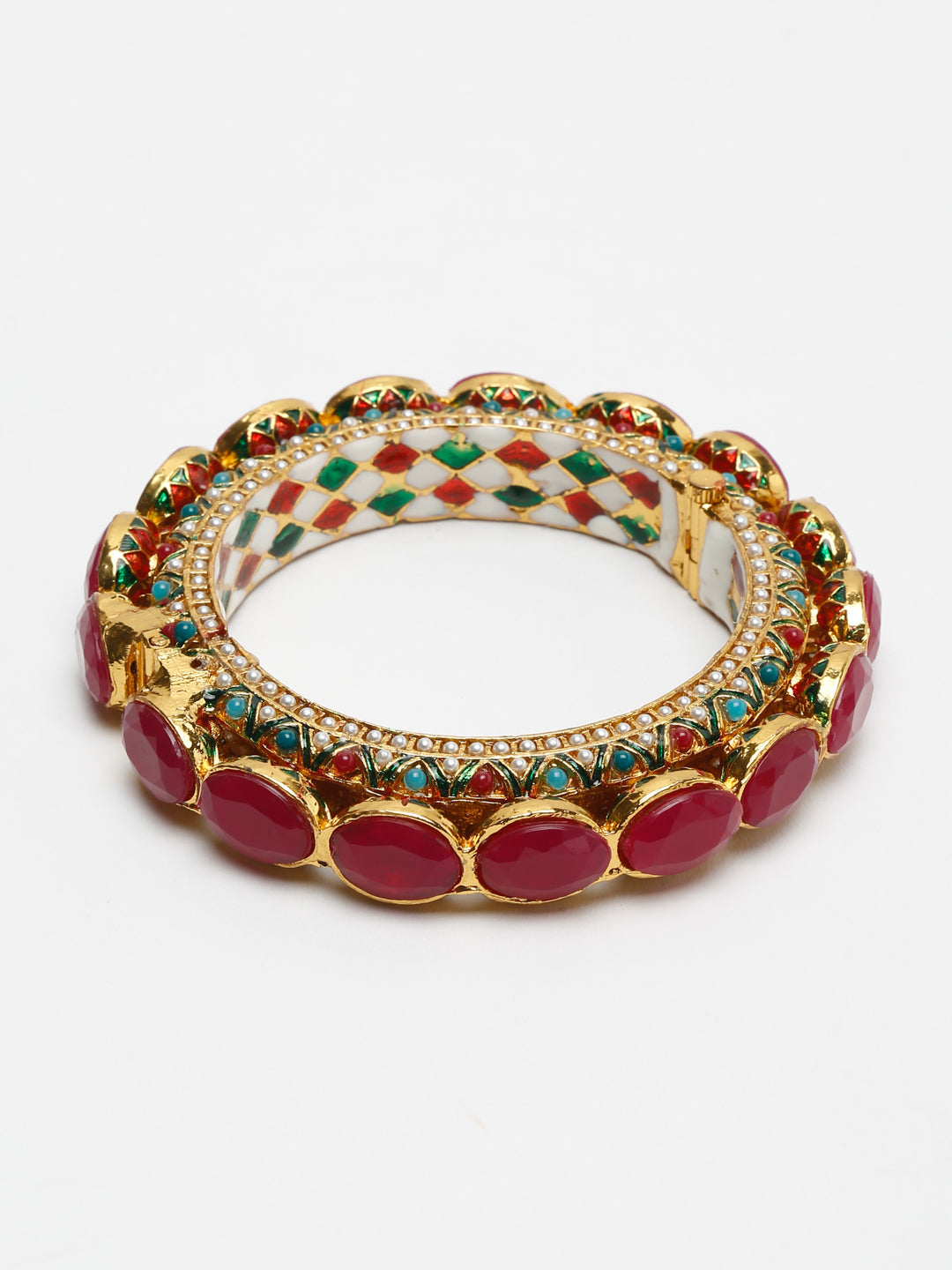 Single Multi Embellished Bangle - Ruby Raang - Swadesiicart