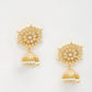 Gold White Kundan Studded Dome Shaped Jhumka Earrings - Ruby Raang | Swadesiicart
