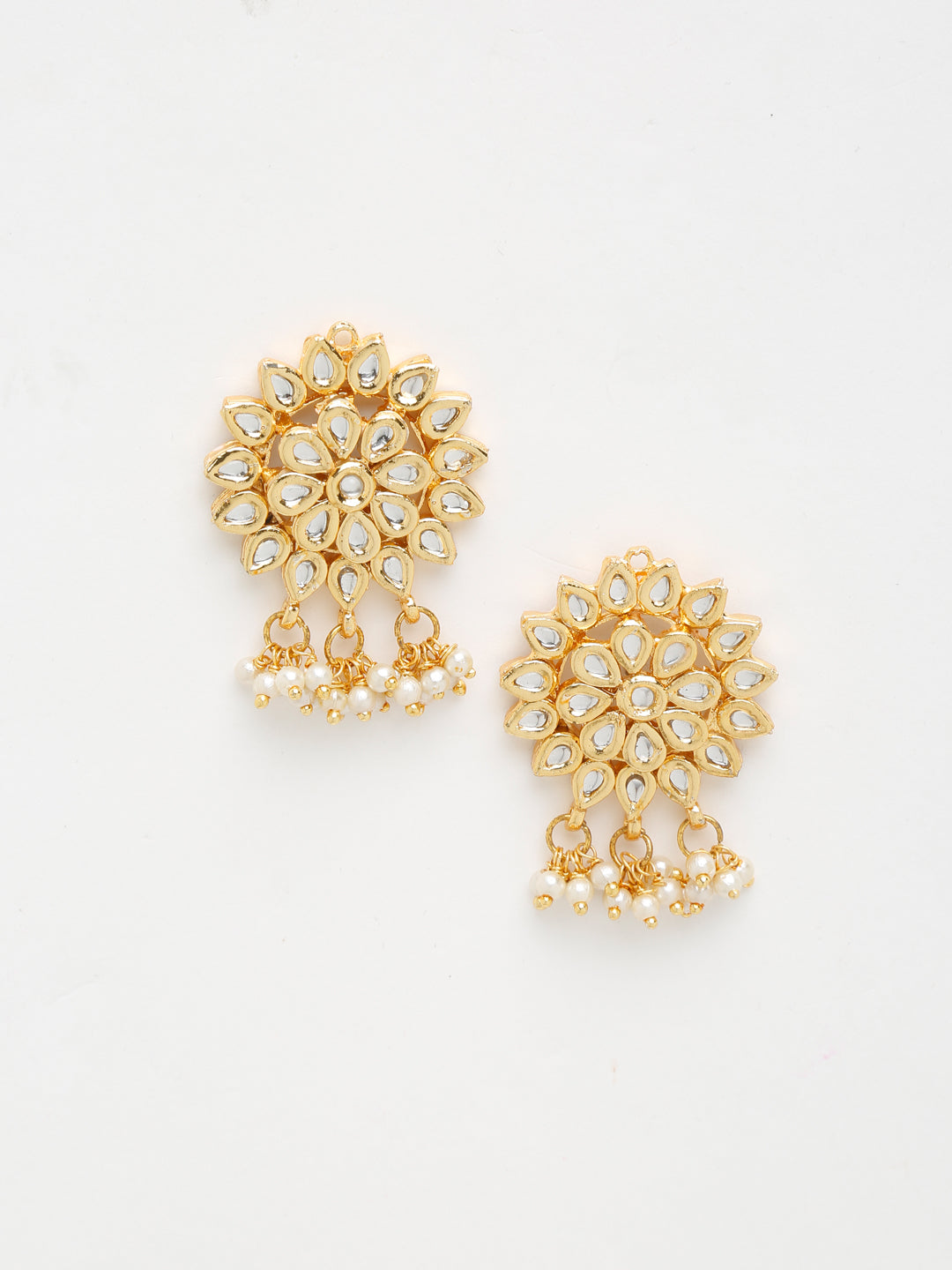 Gold-Polished Kundan Earrings - Ruby Raang | Swadesiicart