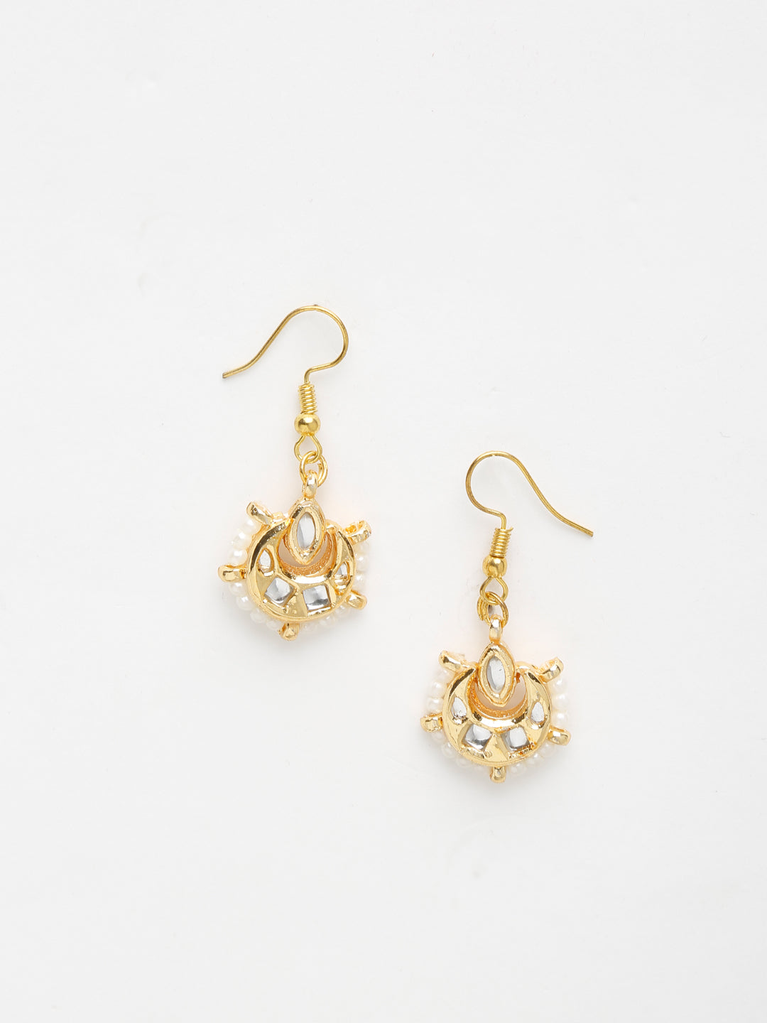 Gold-Polished Kundan Studs - Ruby Raang - Swadesiicart