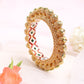 Gold-Polished White Pearl Studded Beaded Bangle - Ruby Raang - Swadesiicart