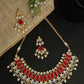 Long Kundan Neckpiece With Earrings - Ruby Raang - Swadesiicart