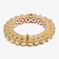 Gold-Polished White Pearl Studded Beaded Bangle - Ruby Raang - Swadesiicart