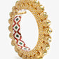 Gold-Polished White Pearl Studded Beaded Bangle - Ruby Raang - Swadesiicart