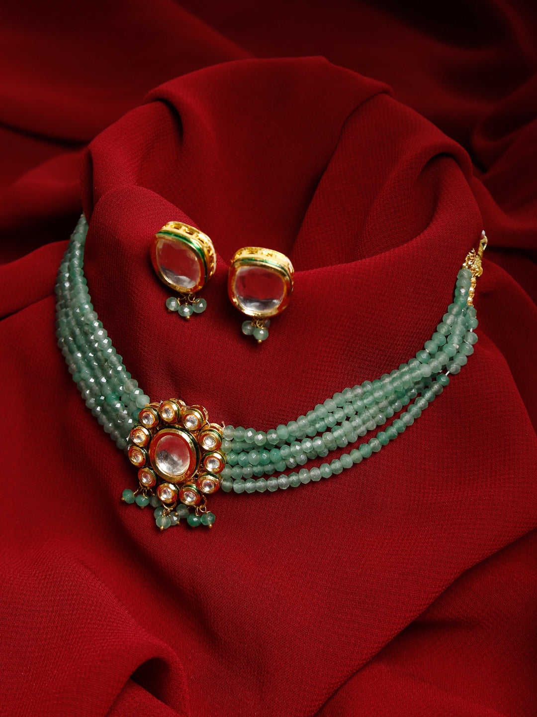 Kundan Choker With Studs - Ruby Raang | Swadesiicart