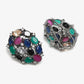 Multicoloured Rhodium-Plated Teardrop Shaped Drop Earrings - Ruby Raang | Swadesiicart