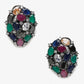 Multicoloured Rhodium-Plated Teardrop Shaped Drop Earrings - Ruby Raang | Swadesiicart