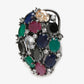 Multicoloured Rhodium-Plated Teardrop Shaped Drop Earrings - Ruby Raang | Swadesiicart