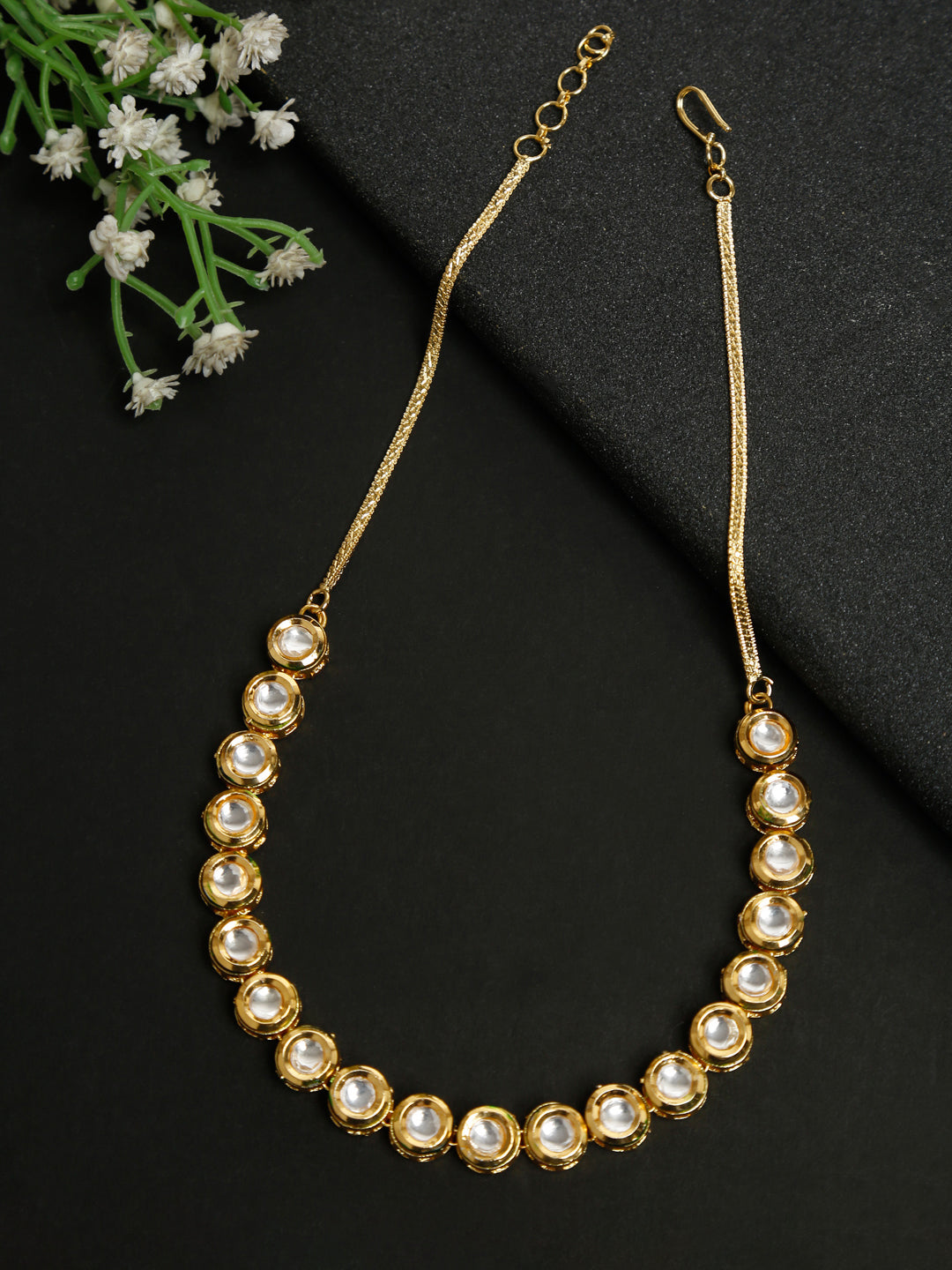 Gold-Polished Kundan Choker - Ruby Raang | Swadesiicart