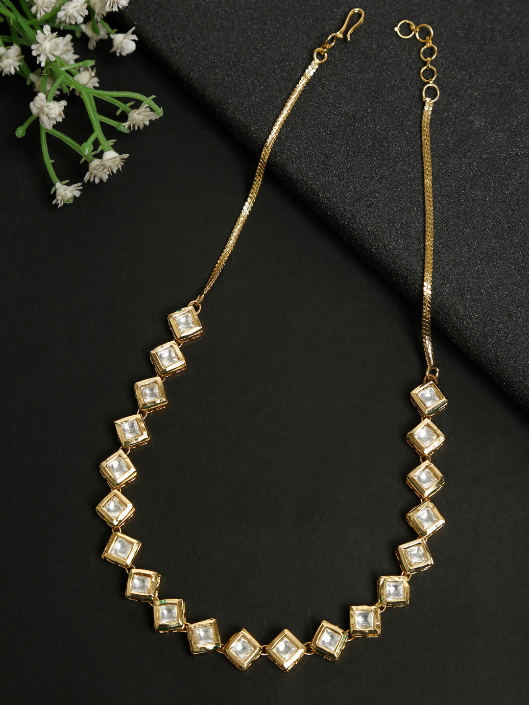 Gold-Polished Kundan Choker - Ruby Raang | Swadesiicart