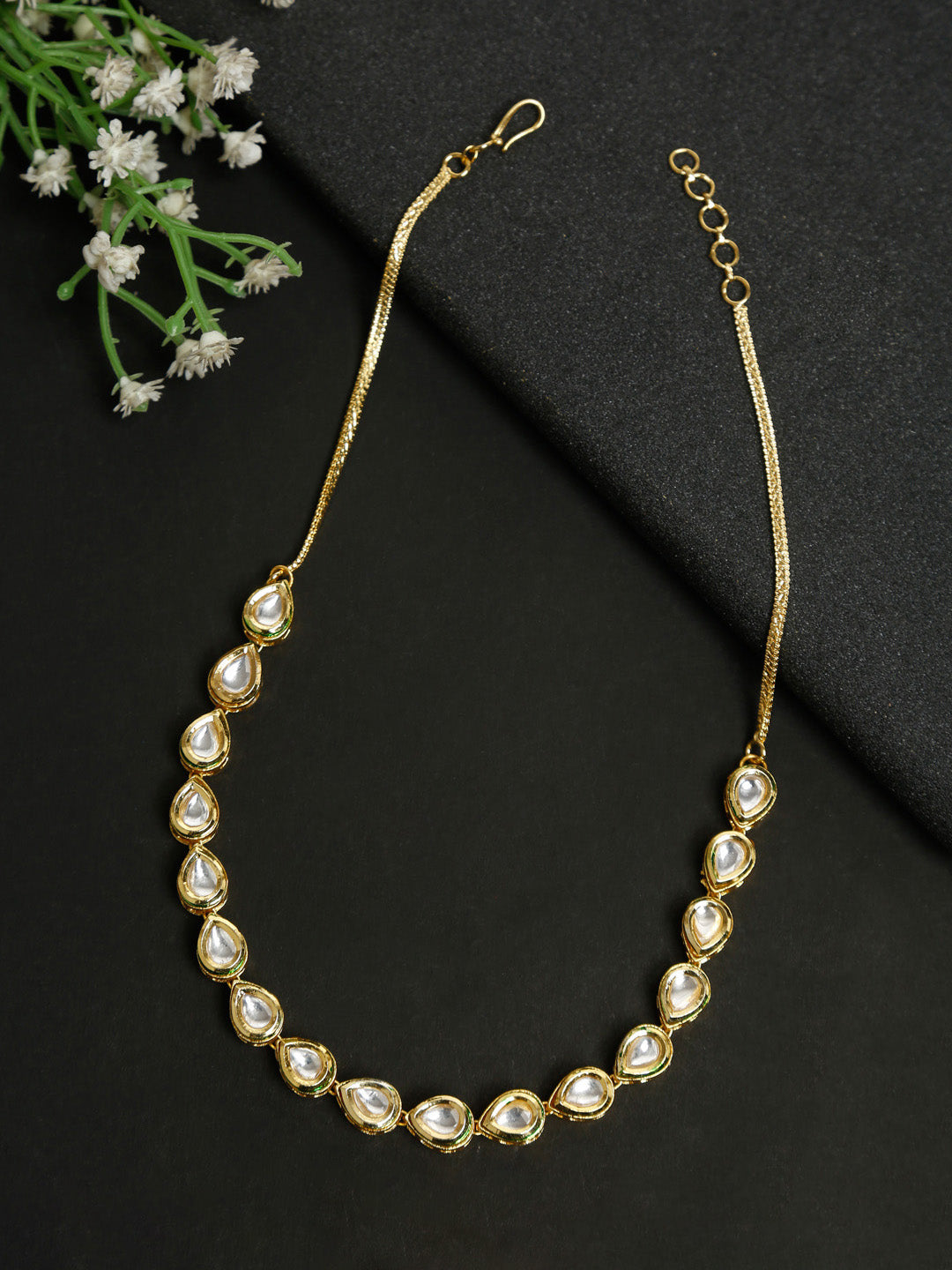 Gold-Polished Kundan Choker - Ruby Raang | Swadesiicart