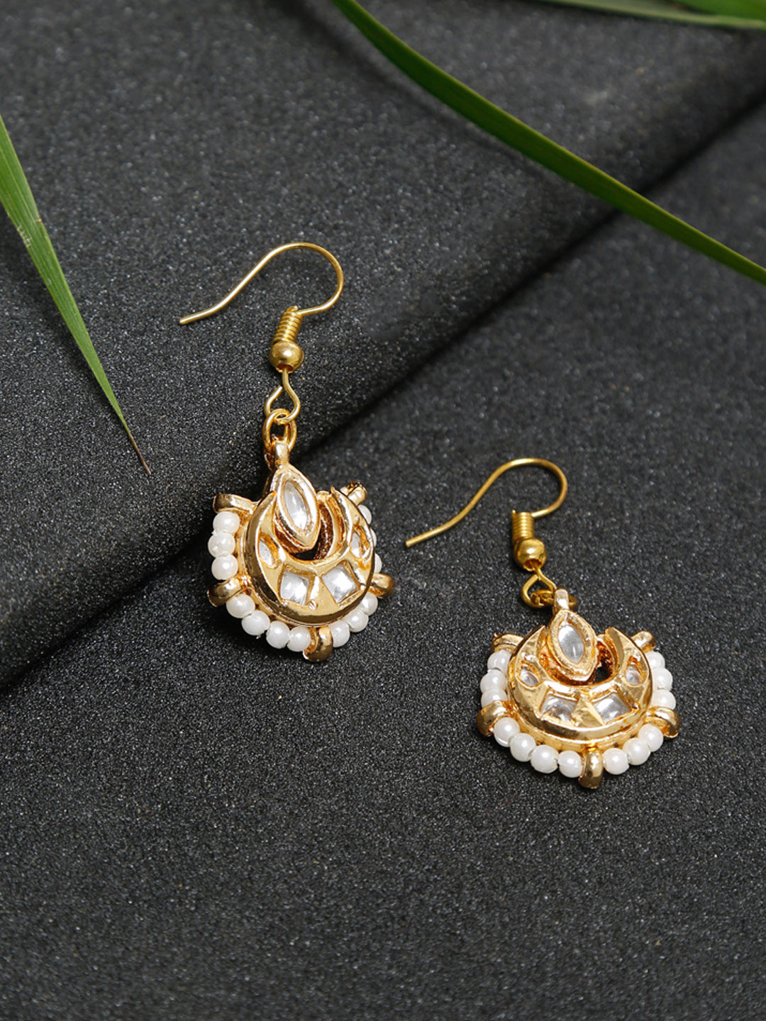 Gold-Polished Kundan Studs - Ruby Raang - Ruby Raang Studio