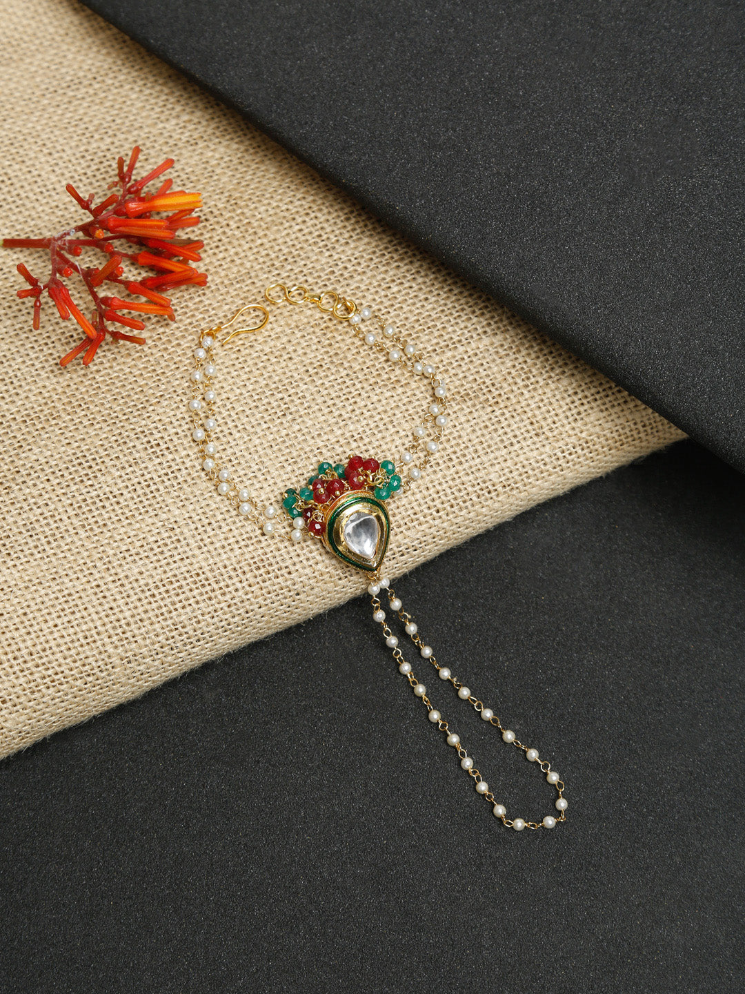 Kundan Bracelet - Ruby Raang - Swadesiicart