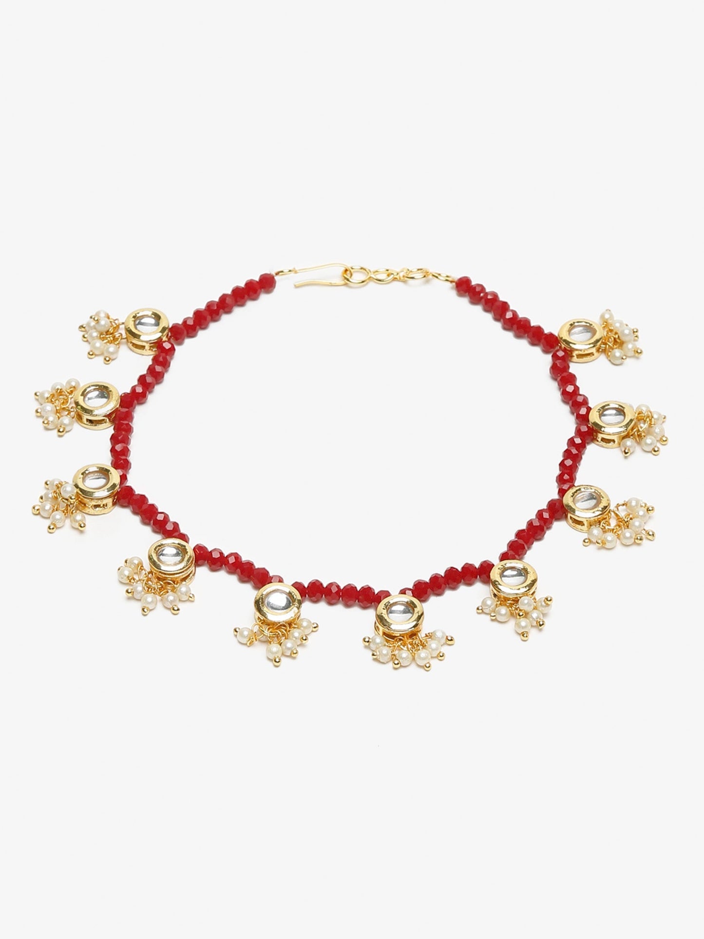 Women's Set Of 2 Red Anklets - Ruby Raang | Swadesiicart