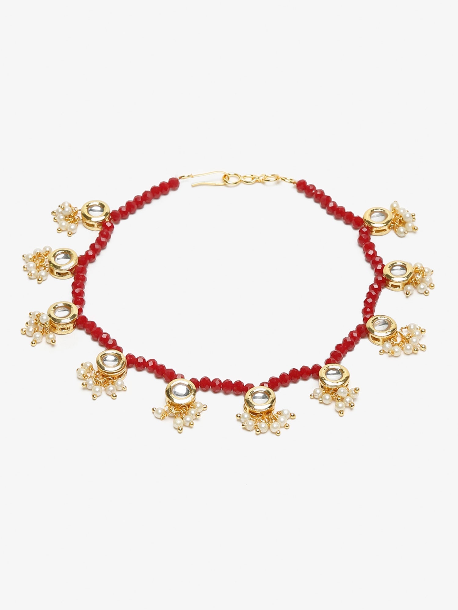 Women's Set Of 2 Red Anklets - Ruby Raang | Swadesiicart