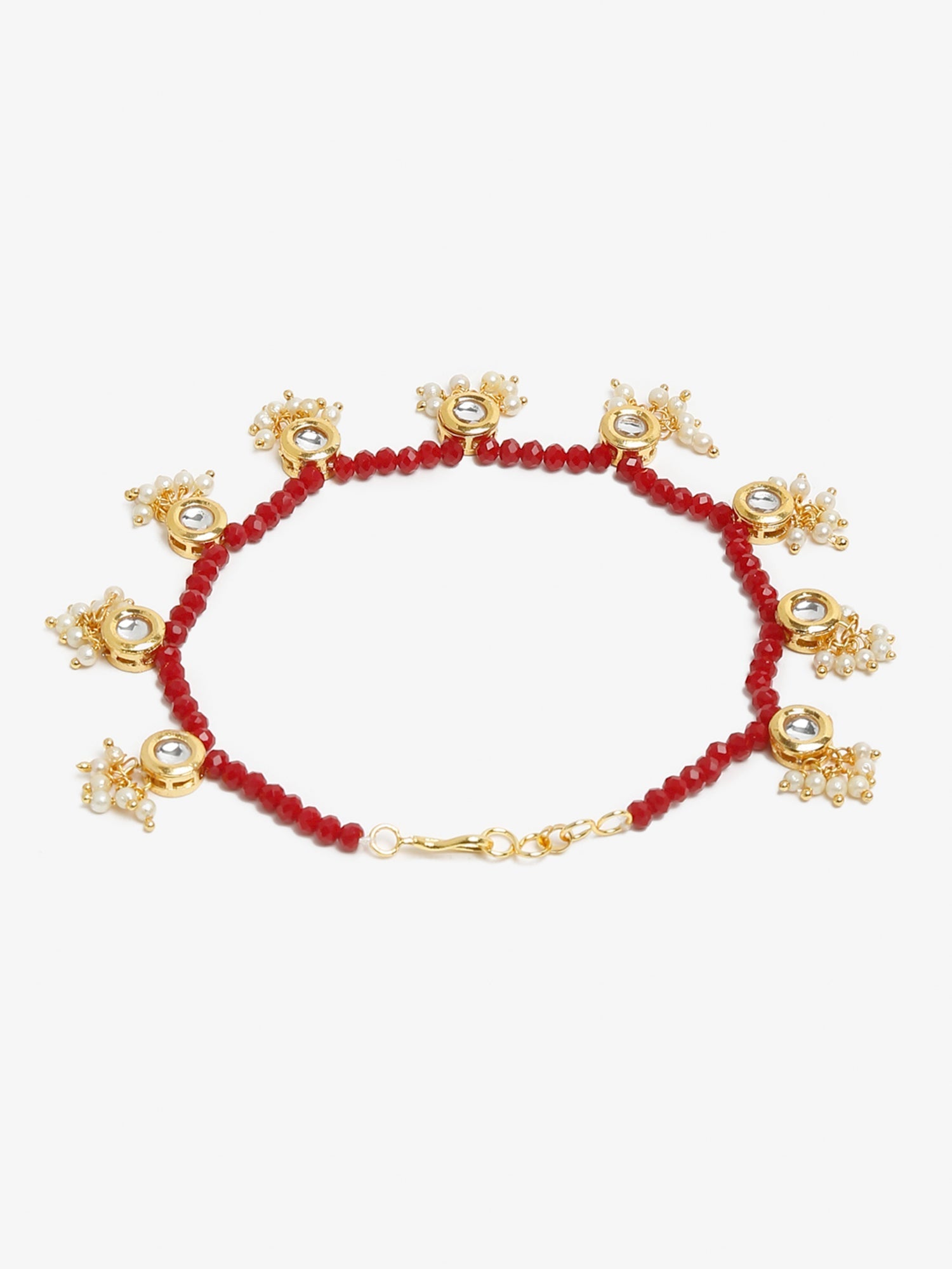 Women's Set Of 2 Red Anklets - Ruby Raang | Swadesiicart