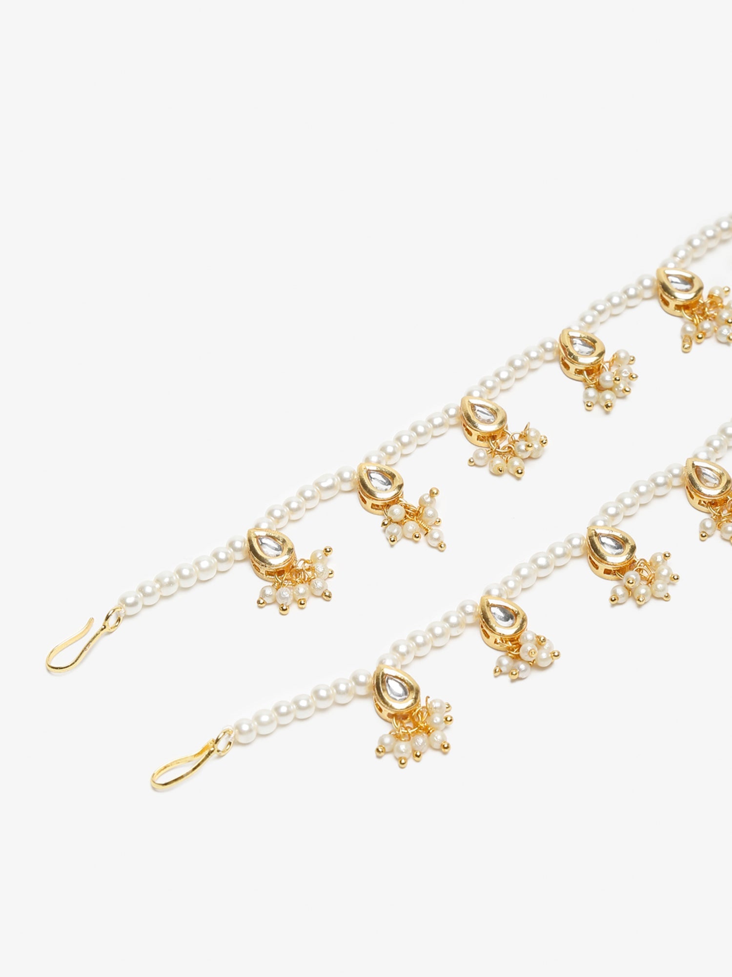 Women's White Gold Pearl Anklets - Ruby Raang | Swadesiicart