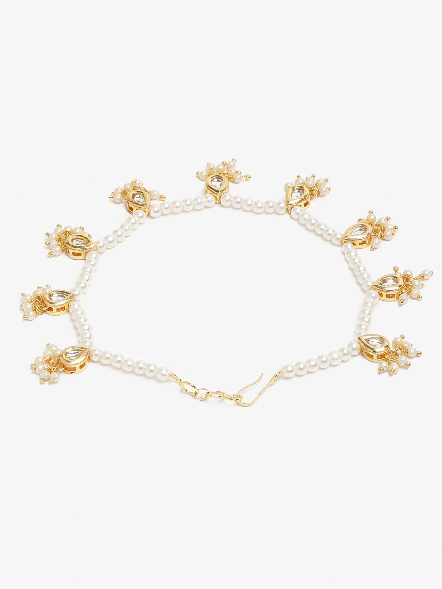 Women's White Gold Pearl Anklets - Ruby Raang | Swadesiicart