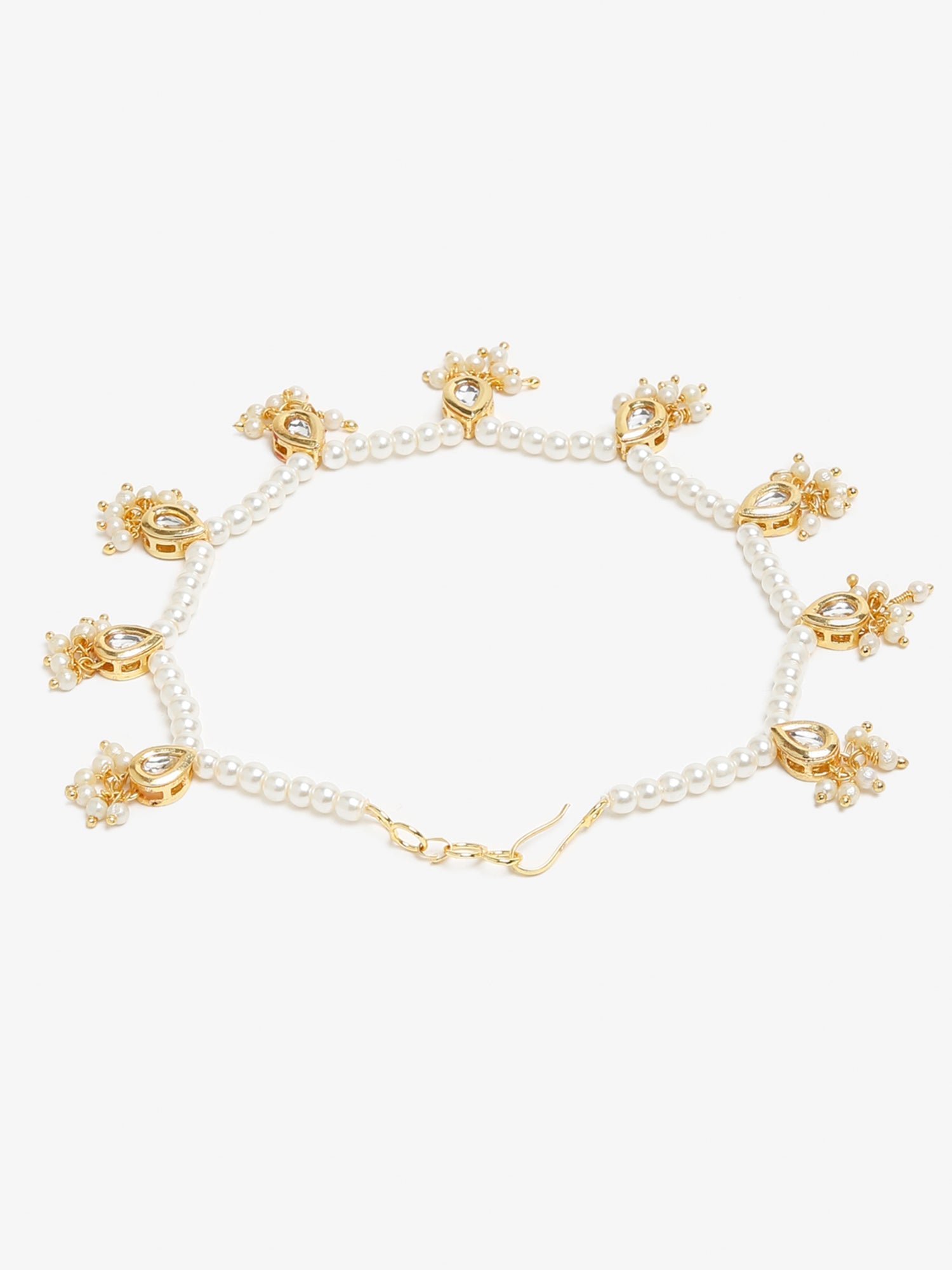 Women's White Gold Pearl Anklets - Ruby Raang | Swadesiicart