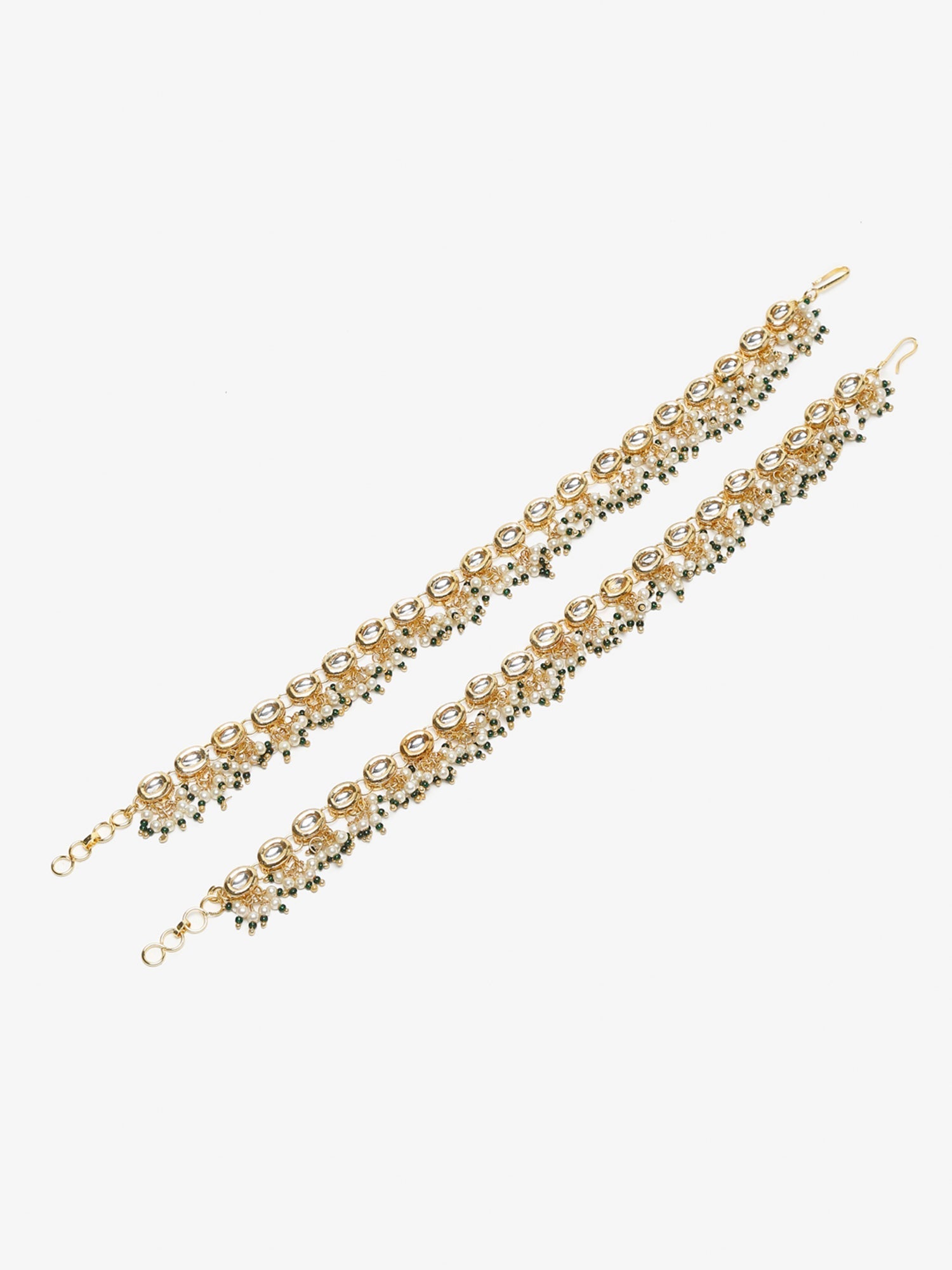 White Gold-Polished Anklets Set Of 2 - Ruby Raang | Swadesiicart