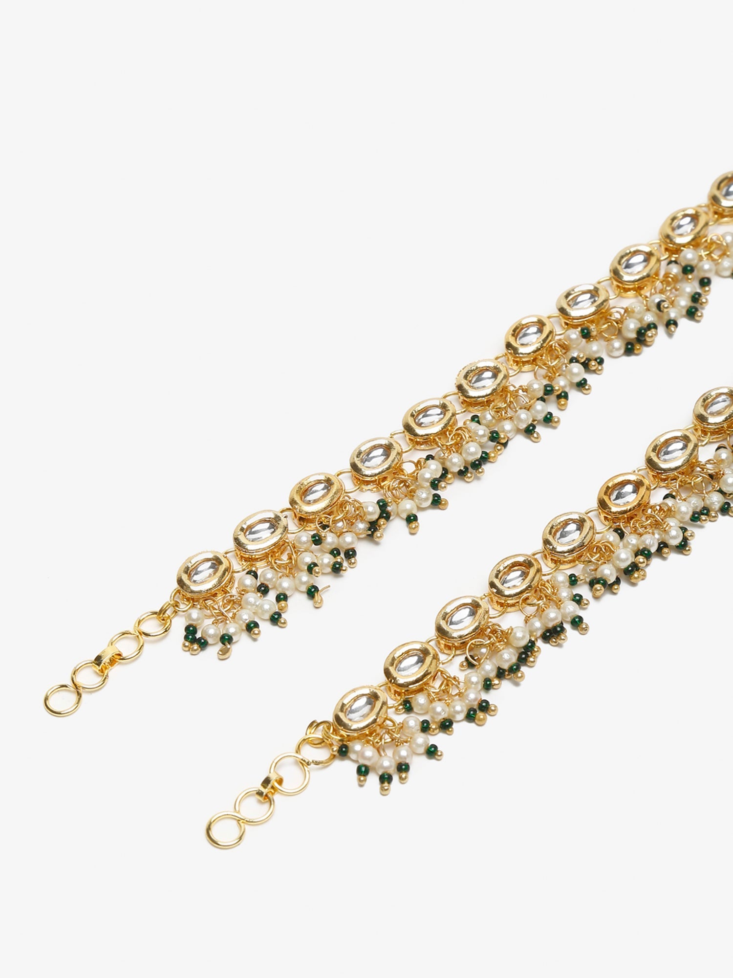 White Gold-Polished Anklets Set Of 2 - Ruby Raang | Swadesiicart