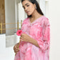 Vaasva Women's Pink Georgette Marble Print Kaftan Pant Set | Swadesiicart
