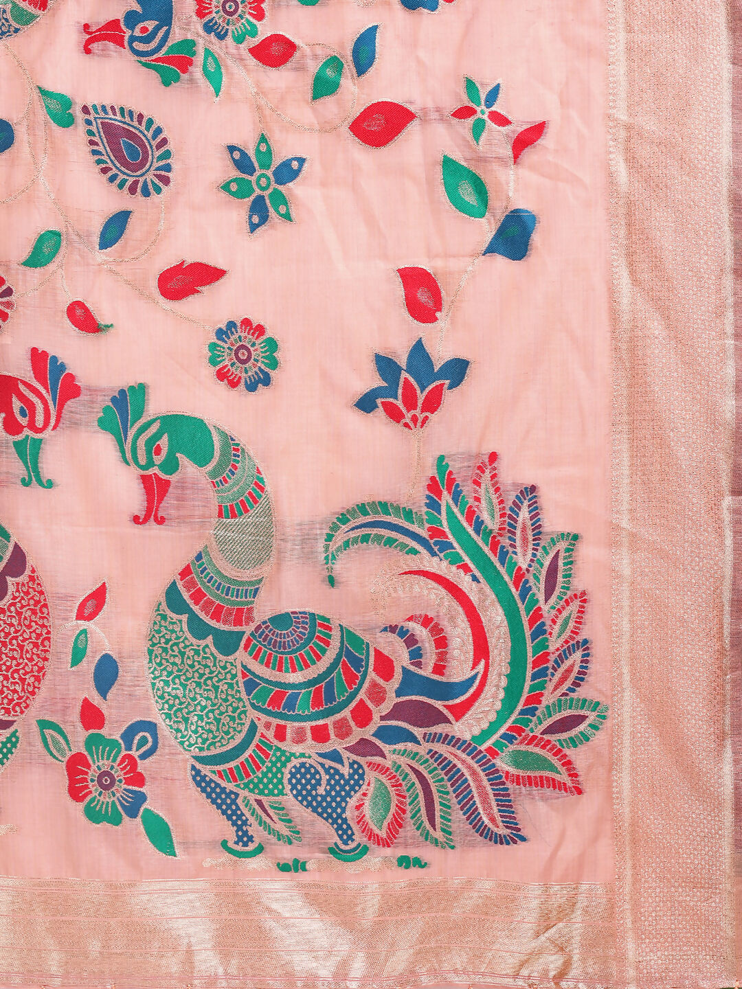 Shree Shyam Fashion Linen Cotton Peach Saree
