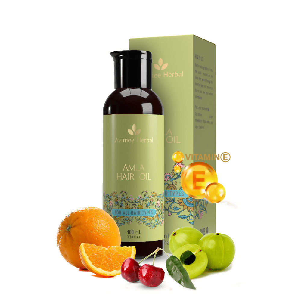 Avimee Herbal Amla Hair Oil For Grey Hair & Dandruff With Vitamin E and Amla Seed Oil - Swadesiicart