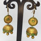 Terracotta Hanging Stud Jhumkas-Pearl Green And Gold