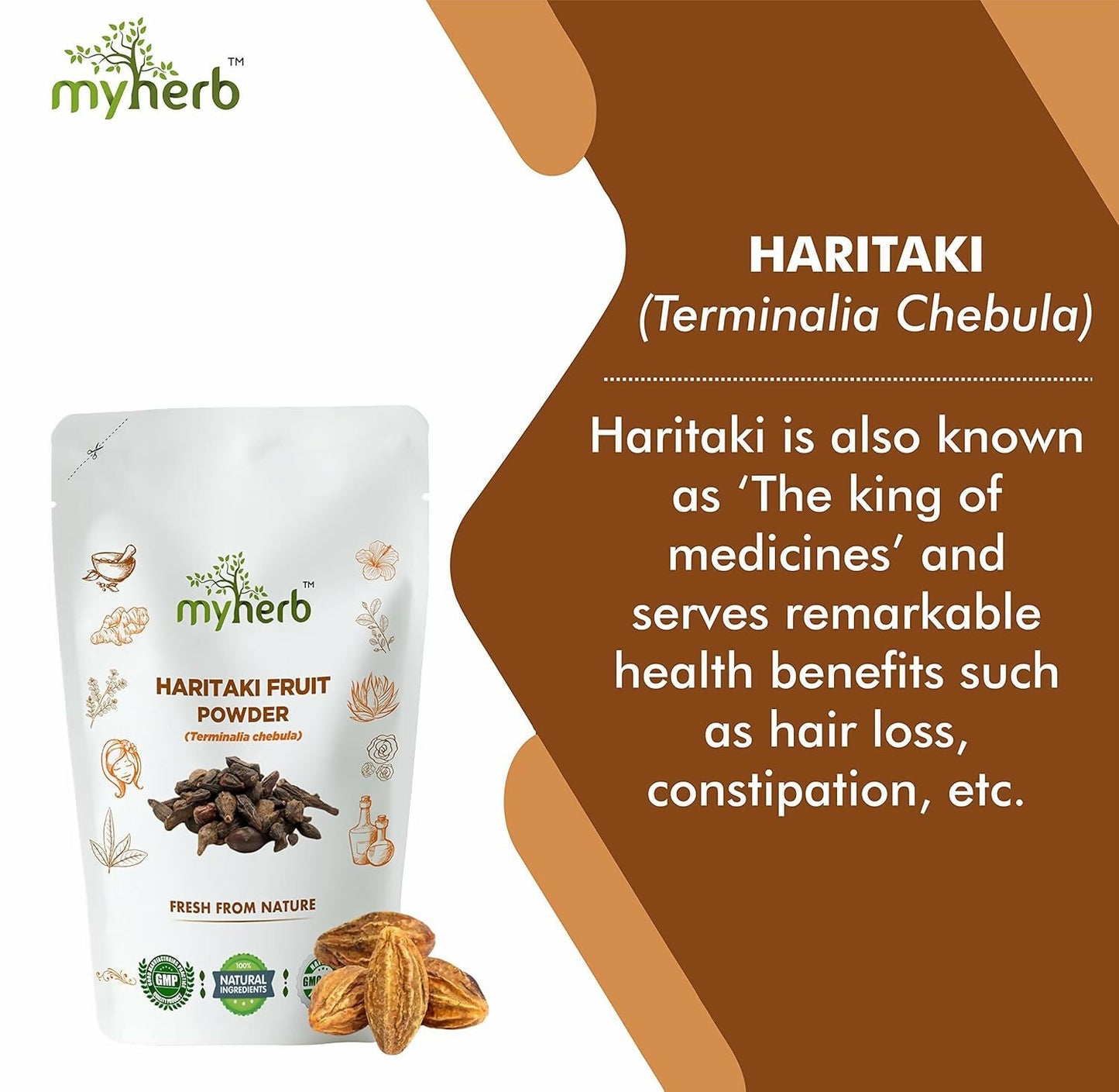 Myherb Natural Organic Haritaki Powder - Swadesiicart