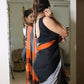 Exclusive Collection Beautiful black Gray Pure Cotton Woven Handloom Saree With Running Blouse Piece - Swadesiicart