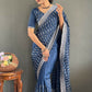 Vastranavya Sea Blue Chinnon Silk Embroidery Multi Sequence & Arco Cut Work Ready to Wear Saree | Swadesiicart