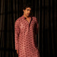 Pink viscose Chikankari Embroidery Work Men's Traditional Kurta Set - Mahotsav | Swadesiicart