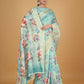 Blue Cotton Silk Digital Printed Saree With Unstitched Blouse Piece - Alisha