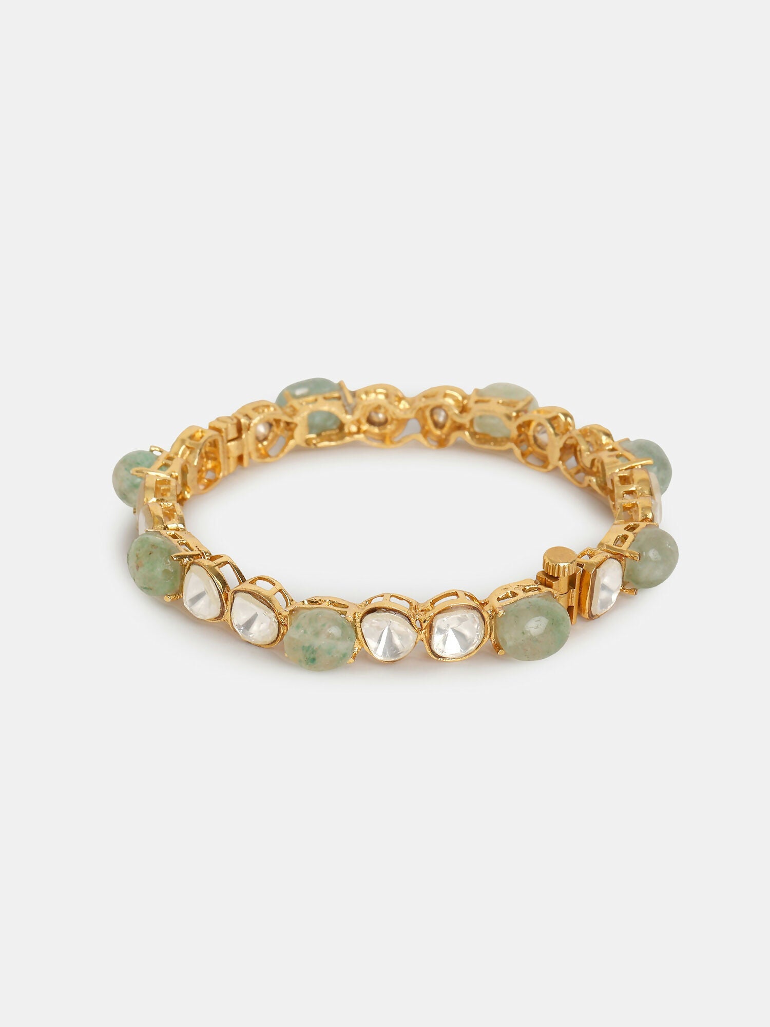 Ruby Raang 22k Gold Polished Kundan Bangle | Swadesiicart