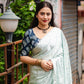 Blue Poly Silk Ethnic Motifs Saree with Unstitched Blouse - Hiral Fashion | Swadesiicart