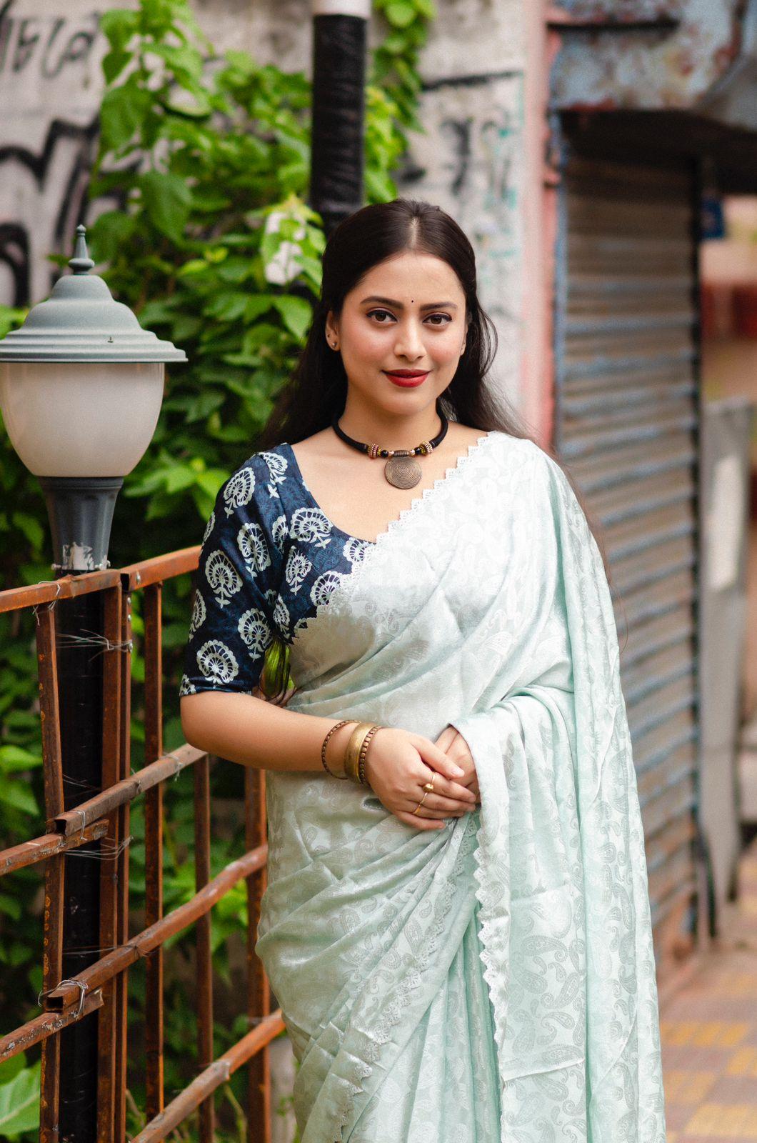 Blue Poly Silk Ethnic Motifs Saree with Unstitched Blouse - Hiral Fashion | Swadesiicart
