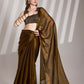 Brown Burberry Organza Solid Fancy Designer Saree - Nafisa