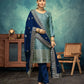 Anaita Light Teal Premium Embroidered with servos waki diamond Vichitra Silk Stitched Salwar Suit