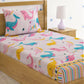 Home Sizzler Pink & Blue Cartoon 210 TC Cotton Bedsheet with Pillow Covers - Swadesiicart