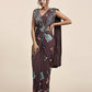 Brown Pure Georgette Sequence work Ready to wear Saree with stitched Blouse - Nirvana | Swadesiicart
